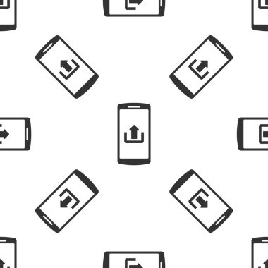 Beyaz arka planda yükleme simgesi yalıtılmış Dikişsiz desen ile gri smartphone. Vektör Illustration