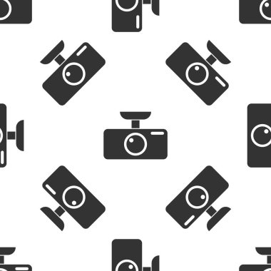Gri araba DVR simgesi beyaz arka planda yalıtılmış Dikişsiz desen. Araba dijital video kaydedici simgesi. Vektör Illustration