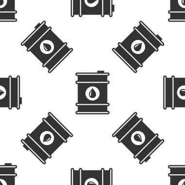 Gri varil yağ simgesi beyaz arka planda izole Dikişsiz desen. Vektör Illustration