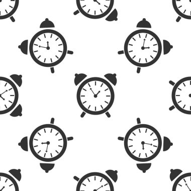 Gri çalar saat simgesi beyaz arka planda izole Dikişsiz desen. Uyan, kavramı kalk. Zaman işareti. Vektör Illustration