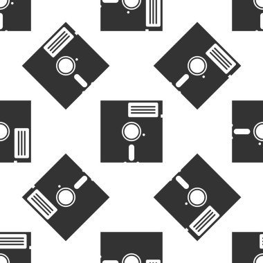 5,25 inç simgesi izole Dikişsiz desen beyaz arka plan üzerinde gri Floppy disk. Bilgisayar veri depolama için disket. Disket işareti. Vektör çizim