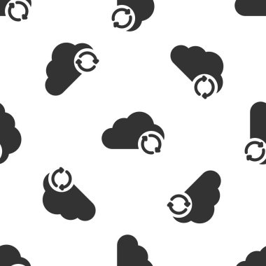 Gri bulut sync simgesi izole Dikişsiz desen beyaz arka plan üzerinde yenileyin. Bulut ve oklar. Vektör çizim