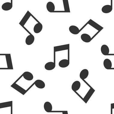 Gri müzik notu, sesi simgesi izole Dikişsiz desen beyaz arka plan üzerinde. Vektör çizim