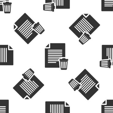 Gri silmek dosya belge simgesi izole Dikişsiz desen beyaz arka plan üzerinde. Geri Dönüşüm Kutusu'nu işaret ile kağıt levha. Reddedilen belge simgesi. Kağıt üzerinde çapraz. Vektör çizim