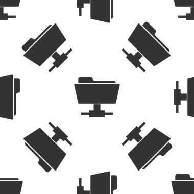 Gri FTP klasör simgesi beyaz arka planda Dikişsiz desen. Yazılım Güncelleme kavramı, FTP Aktarım Protokolü, yönlendirici, takım çalışması aracı yönetimi, kopyalama süreci, bilgi. Vektör Illustration