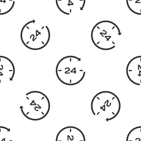 Horloge grise 24 heures icône isolé motif sans couture sur fond blanc. Icône cyclique toute la journée. Symbole de service 24 heures. Illustration vectorielle — Image vectorielle