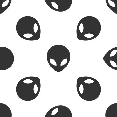 Gri uzaylı simgesi izole Dikişsiz desen beyaz arka plan üzerinde. Dünya dışı yabancı yüz ya da baş sembolü. Vektör çizim