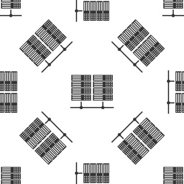 Gri Sunucu, Data, Web Ev Sahipliği simgesi izole edilmiş beyaz arkaplandaki kusursuz desen. Vektör İllüstrasyonu