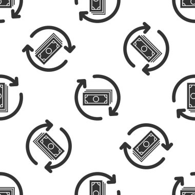 Gri para iadesi para simgesi izole Dikişsiz desen beyaz arka plan üzerinde. Finansal Hizmetler, nakit geri kavramı, para iadesi, yatırım, tasarruf hesabı dönüş. Vektör çizim