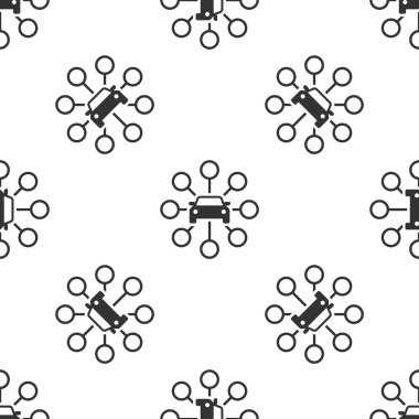 Gri araba paylaşım simgesi izole Dikişsiz desen beyaz arka plan üzerinde. Carsharing işareti. Taşıma kiralama hizmet anlayışı. Vektör çizim