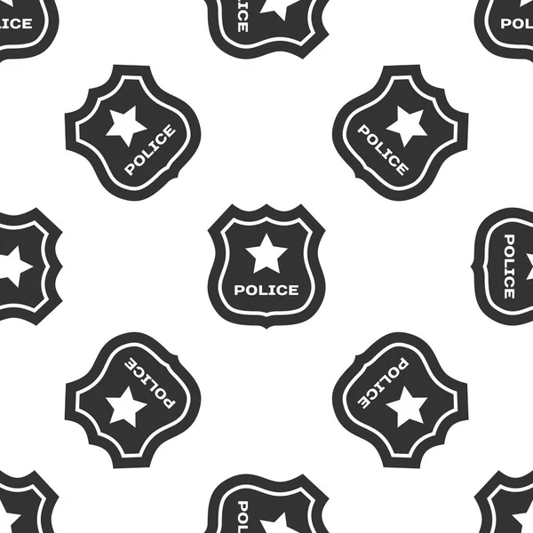Insignia de policía gris icono aislado patrón sin costuras sobre fondo blanco. Insignia del sheriff. Ilustración vectorial — Archivo Imágenes Vectoriales