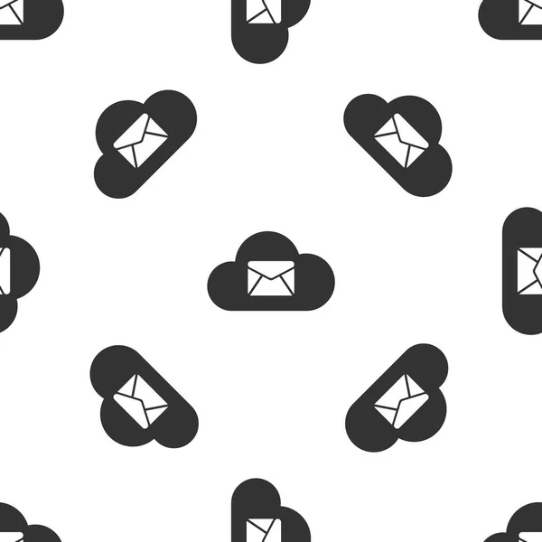 Graue Wolke Mail-Server-Symbol isoliert nahtlose Muster auf weißem Hintergrund. Cloud Server Hosting für E-Mails. Online-Nachrichtendienst. Briefkastenzeichen. Vektorillustration — Stockvektor