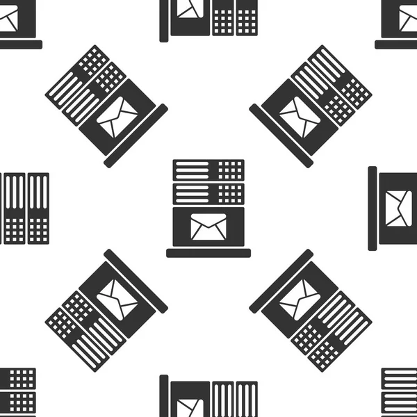 灰色邮件服务器图标隔离无缝模式上的白色背景。矢量插图 — 图库矢量图片