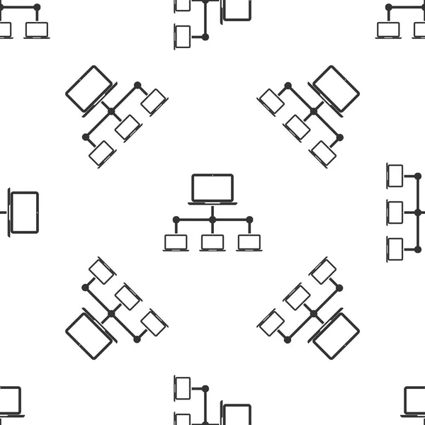 Icona di rete del computer grigio isolato modello senza soluzione di continuità su sfondo bianco. Rete di portatili. Connessione internet. Illustrazione vettoriale — Vettoriale Stock