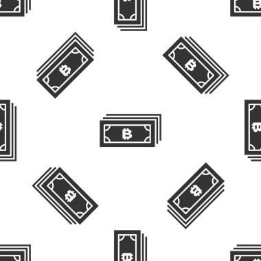 Cryptocurrency kavramı bitcoin daire desenli mikroçip devre simgesi izole kesintisiz beyaz arka planda gri. Blockchain teknoloji, dijital para piyasası. Vektör çizim