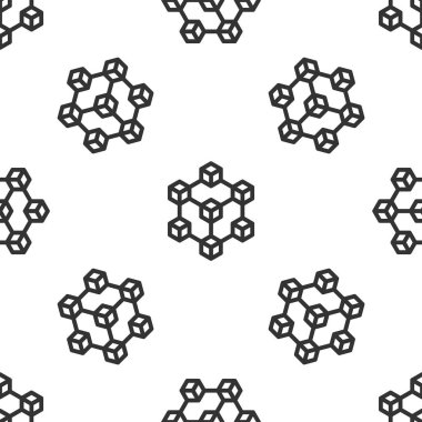 Gri Blockchain teknoloji simgesi izole Dikişsiz desen beyaz arka plan üzerinde. Cryptocurrency veri işareti. Soyut geometrik bloğu zinciri ağ teknolojisi iş. Vektör çizim