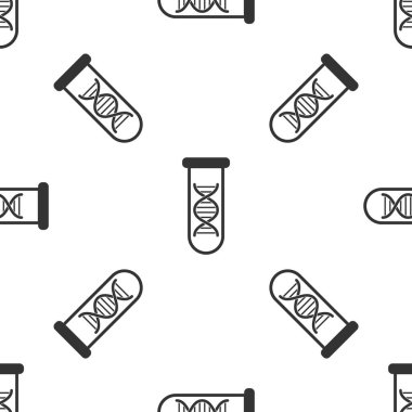 Gri Dna araştırma, arama simgesi beyaz zemin üzerine Dikişsiz desen izole. Genetik mühendisliği, genetik test, klonlama, babalık testi. Vektör çizim