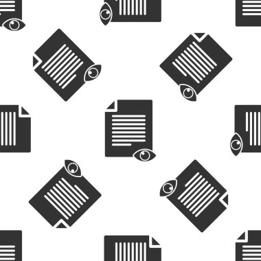 Göz simgesi simgesi beyaz arka plan üzerinde'deki izole seamless modeli olan gri kağıt sayfası. Açık bilgi dosya işareti. Vektör çizim