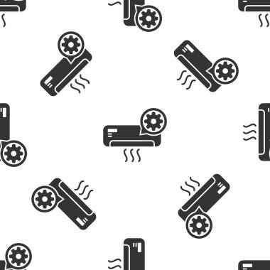 Gri hava saç kremi ve dişli simgesini izole Dikişsiz desen beyaz arka plan üzerinde. Ayarlama app, hizmet anlayışı, ayar seçenekleri, bakım, onarım, tamir. Vektör çizim