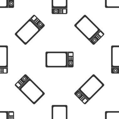 Gri mikrodalga fırın simgesi izole Dikişsiz desen beyaz arka plan üzerinde. Ev aletleri simgesi. Vektör çizim