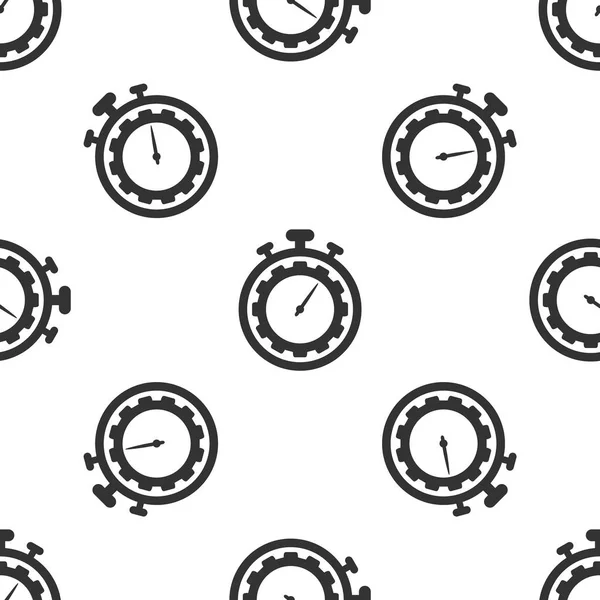 Grey Time Management icon isolated seamless pattern on white background. Clock and gear sign. Productivity symbol. Vector Illustration — Stock Vector