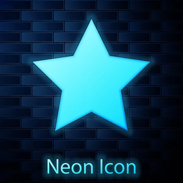 Светящийся значок неоновой звезды выделен на фоне кирпичной стены. Любимый, лучший рейтинг, символ награды. Векторная миграция — стоковый вектор