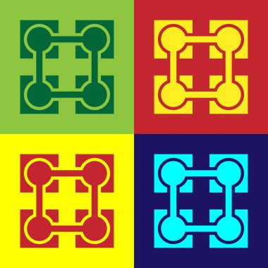 Renk Blockchain teknoloji simgesi renk arka planlar üzerinde izole. Cryptocurrency veri işareti. Soyut geometrik blok zincir ağ teknolojisi iş. Vektör Illustration