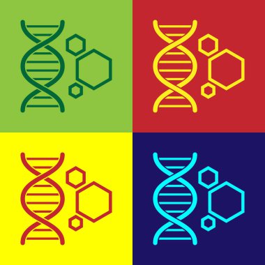 Renk genetik mühendisliği simgesi renk arka planlar üzerinde izole. DNA analizi, genetik testler, klonlama, babalık testi. Vektör Illustration