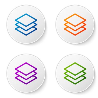 Beyaz arka planda yalıtılmış renk katmanları simgesi. Daire düğmelerinde renk simgesini ayarlayın. Vektör Illustration