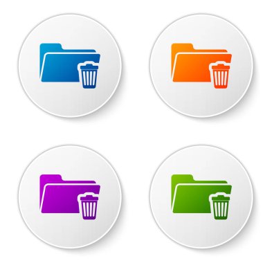 Renk silme klasör simgesi beyaz arka plan üzerinde izole. Klasörü yeniden işleyip kullanı teneke. DELETE veya hata klasör. Bilgisayar bilgi klasörü kapatın. Renk simgesi daire düğmeleri ayarlayın. Vektör çizim