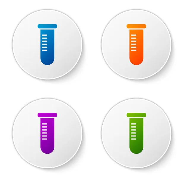 Farbteströhrchen oder Kolben - Symbol für chemische Labortests auf weißem Hintergrund isoliert. Labor, wissenschaftliches Glasschild. setzen Sie Symbole in Kreis-Buttons. Vektorillustration — Stockvektor