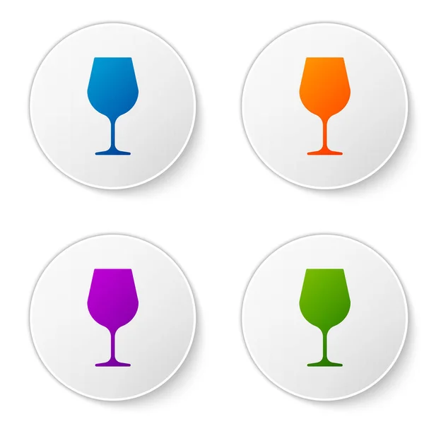 Barevná ikona sklenice vína izolovaná na bílém pozadí. Značka Wineglass. Nastaví ikonu barvy v kolečkách. Vektorová ilustrace — Stockový vektor