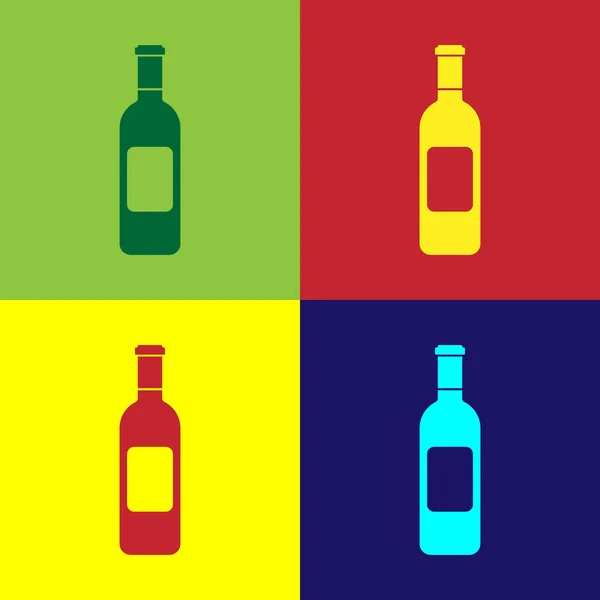 Colore Bottiglia di icona del vino isolata su sfondi di colore. Design piatto. Illustrazione vettoriale — Vettoriale Stock