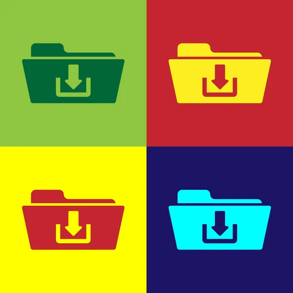 Ikona stažení složky barev je izolována na pozadí barev. Plochý design. Vektorová ilustrace — Stockový vektor