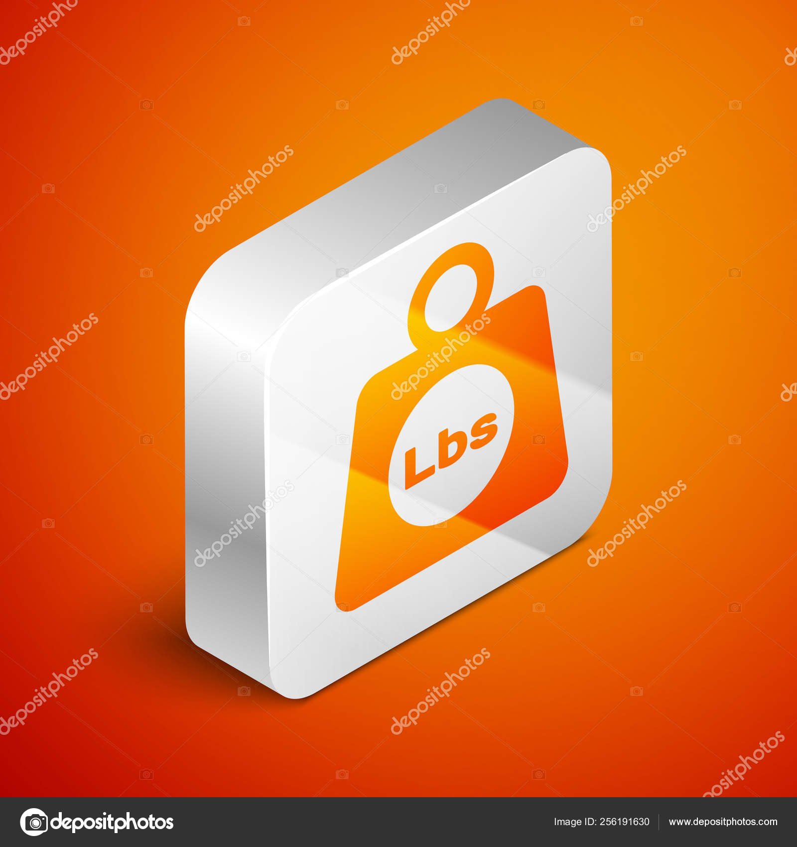 아이소메트릭 무게는 주황색 배경에 고립 된 아이콘을 파운드. 체중 리프팅 및 스케일에 대 한 무게 블록 파운드. 매스 기호. 실버  스퀘어 버튼. 벡터 일러스트 스톡 벡터 - ©vectorvalera@gmail.com 256191630