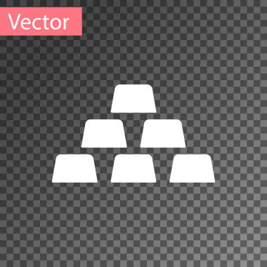 Beyaz altın barlar simgesi üzerinde şeffaf arka plan izole. Bankacılık iş kavramı. Vektör çizim