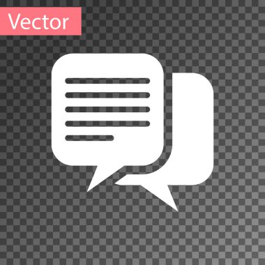 Saydam arka plan üzerinde izole beyaz sohbet kutsal kişilerin resmi. Konuşma kabarcıklar sembolü. Vektör çizim