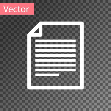 Beyaz Belge simgesinin üzerinde şeffaf arka plan izole. Dosya simgesi. Denetim listesi simgesi. İş kavramı. Vektör çizim