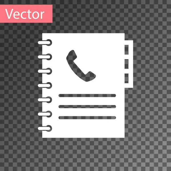 Weißes Telefonbuchsymbol isoliert auf transparentem Hintergrund. Adressbuch. Telefonbuch. Vektorillustration — Stockvektor
