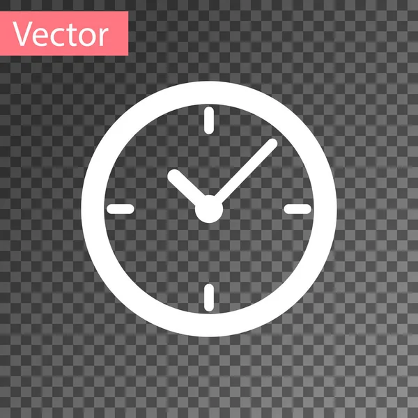Weißes Uhr-Symbol auf transparentem Hintergrund. Vektorillustration — Stockvektor