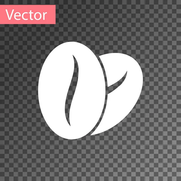 ホワイト コーヒー豆のアイコンが透明な背景に分離されました。ベクトル図 — ストックベクタ