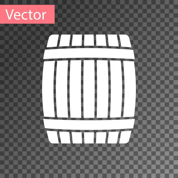 Ícone de barril de madeira branco isolado em fundo transparente. Ilustração vetorial — Vetor de Stock