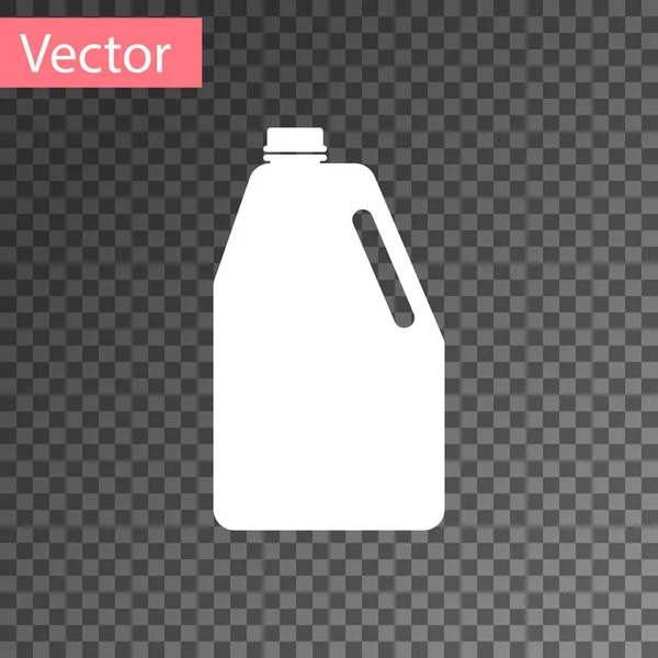 Blanco Productos químicos del hogar icono de la botella de plástico en blanco aislado sobre fondo transparente. Detergente líquido o jabón, removedor de manchas, blanqueador de ropa. Ilustración vectorial — Vector de stock