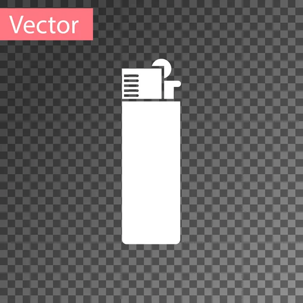 Icono de encendedor blanco aislado sobre fondo transparente. Ilustración vectorial — Vector de stock