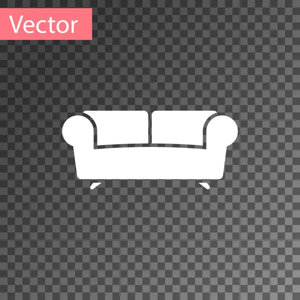 Sofá blanco icono aislado sobre fondo transparente. Ilustración vectorial — Vector de stock