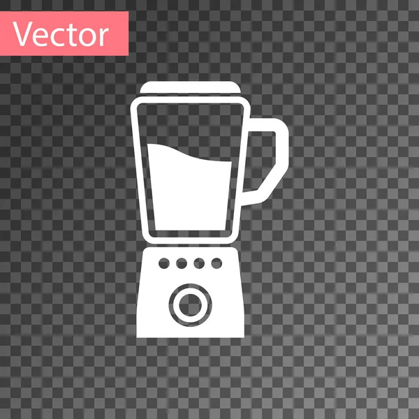 Μπλέντερ λευκό εικονίδιο απομονώνονται σε διαφανές φόντο. Κουζίνα στάσιμο ηλεκτρικό μπλέντερ με μπολ. Μαγείρεμα smoothies, κοκτέιλ ή χυμό. Εικονογράφηση διάνυσμα — Διανυσματικό Αρχείο