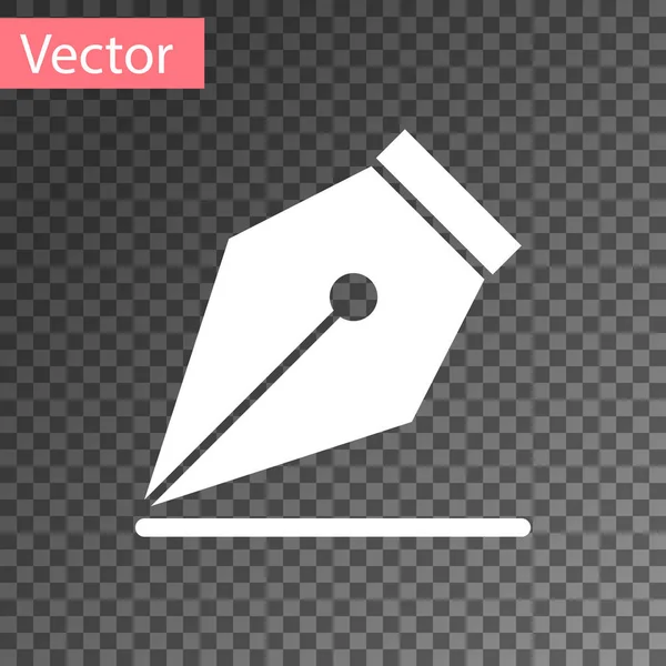 Pluma estilográfica blanca icono de plumín aislado sobre fondo transparente. Señal de herramienta pluma. Ilustración vectorial — Vector de stock