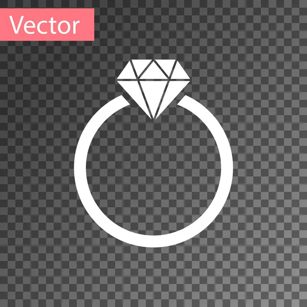 Weißer Diamant Verlobungsring Symbol isoliert auf transparentem Hintergrund. Vektorillustration — Stockvektor