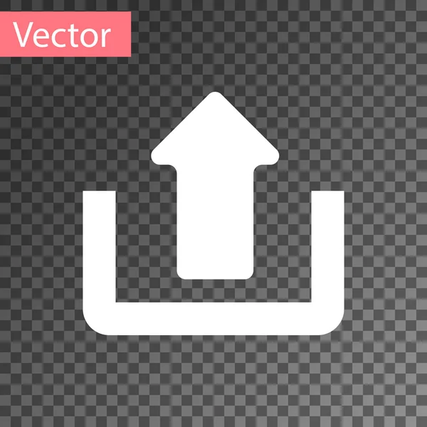 Weißes Upload-Symbol isoliert auf transparentem Hintergrund. Pfeil nach oben. Vektorillustration — Stockvektor