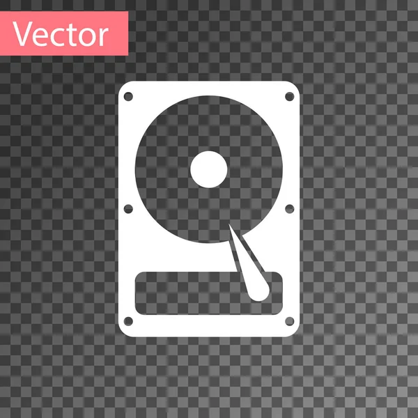 Icona disco rigido bianco HDD isolato su sfondo trasparente. Illustrazione vettoriale — Vettoriale Stock